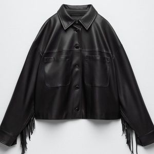 Crop leather fridge jacket